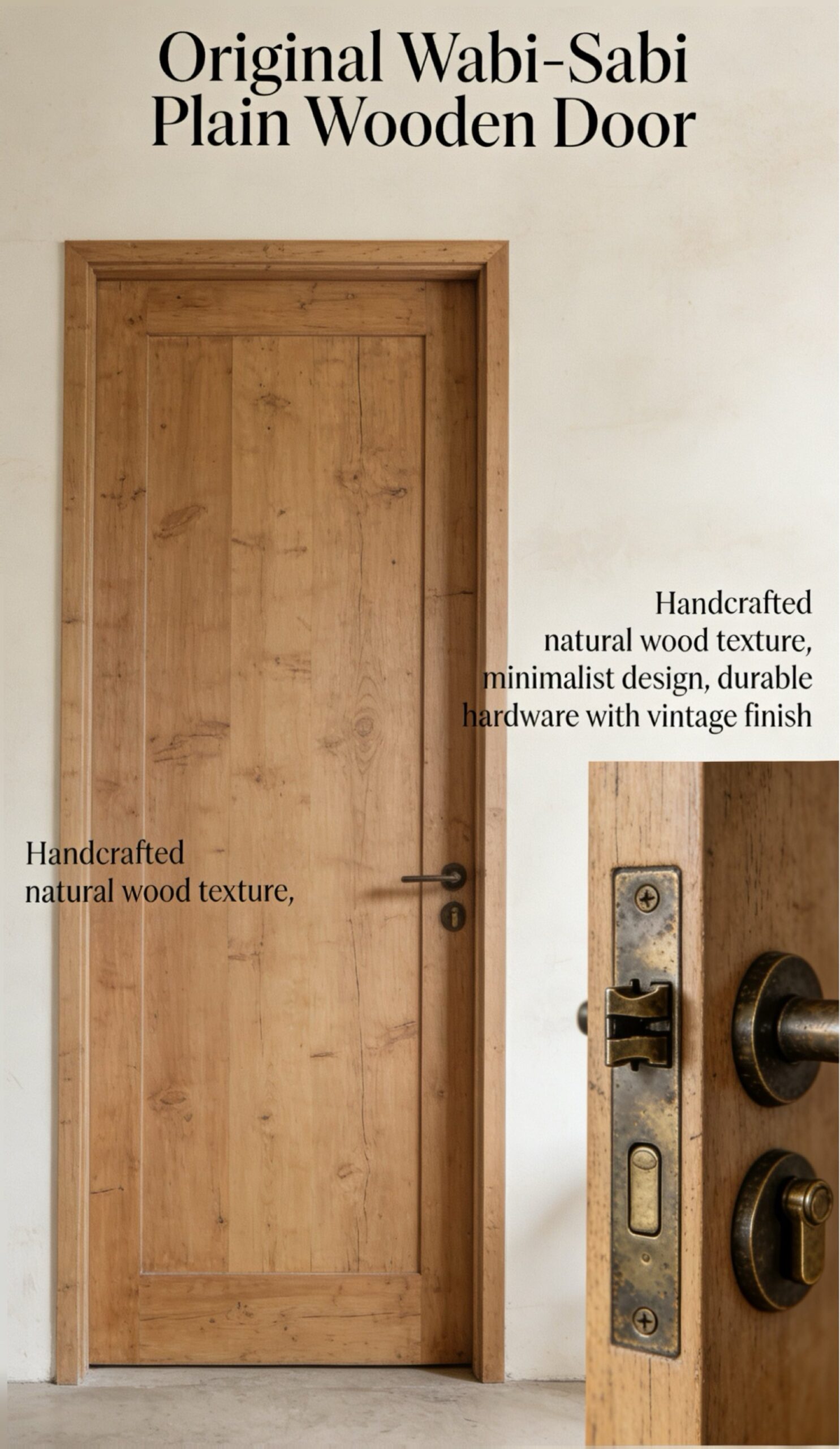 Original Wabi-Sabi Plain Wooden Door