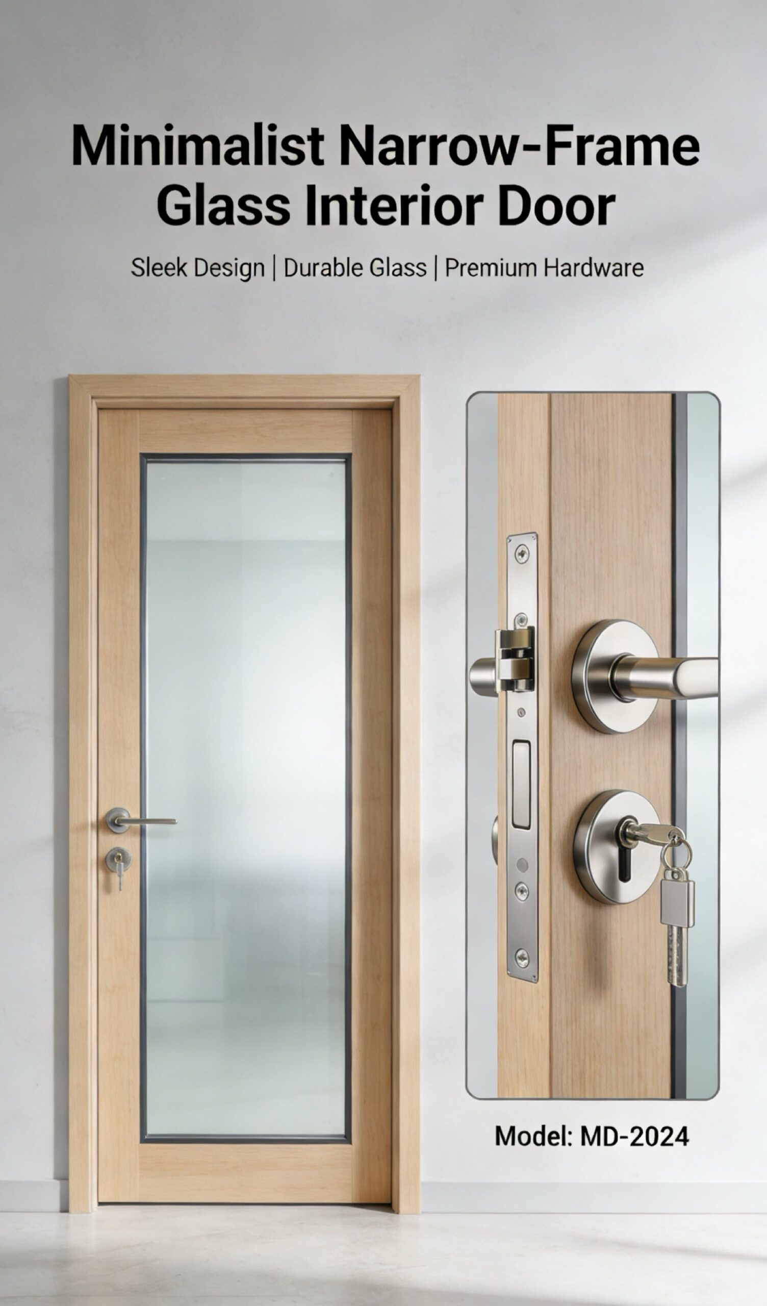 Minimalist Narrow-Frame Glass Interior Door