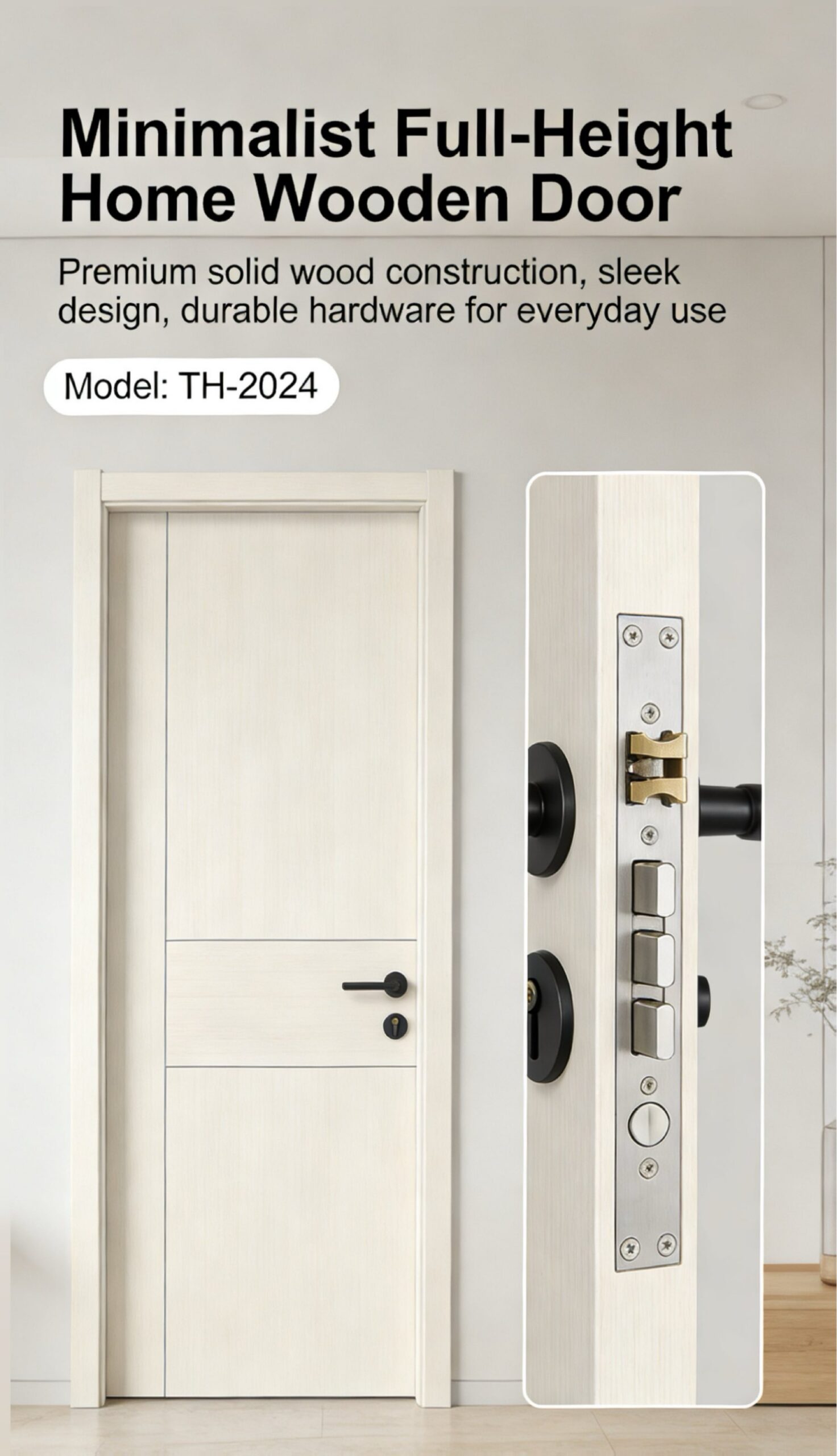 Minimalist Full-Height Home Wooden Door