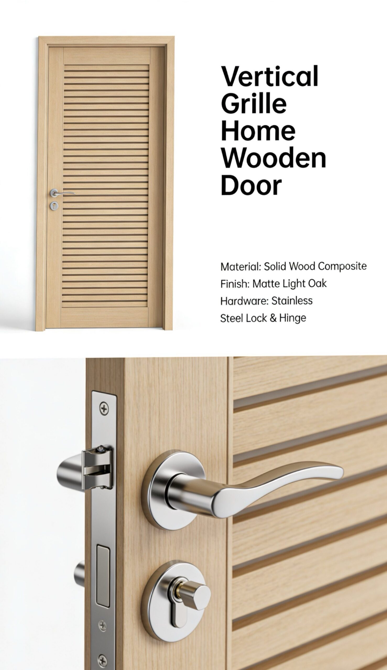 Vertical Grille Home Wooden Door