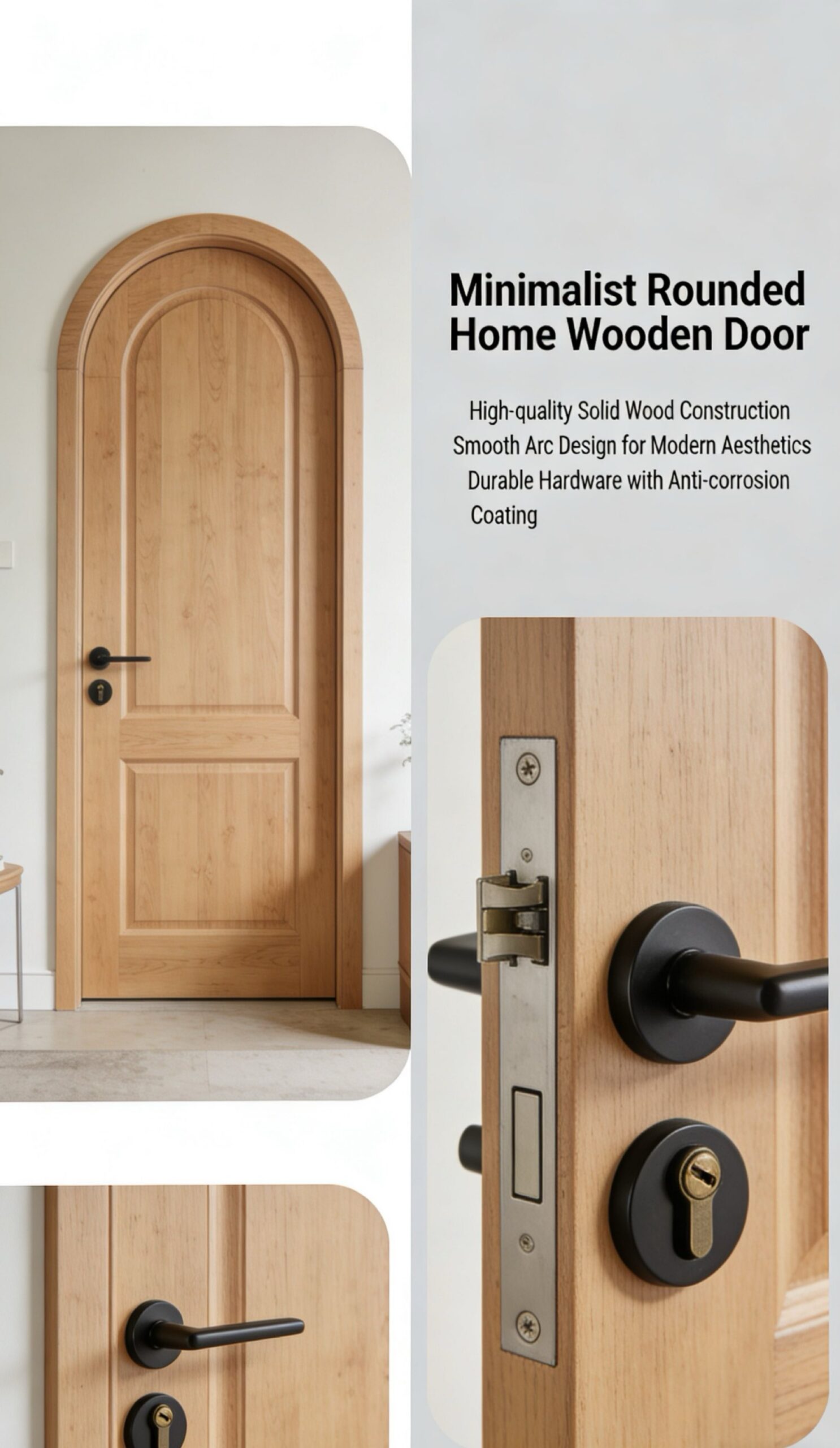 Minimalist Rounded Home Wooden Door