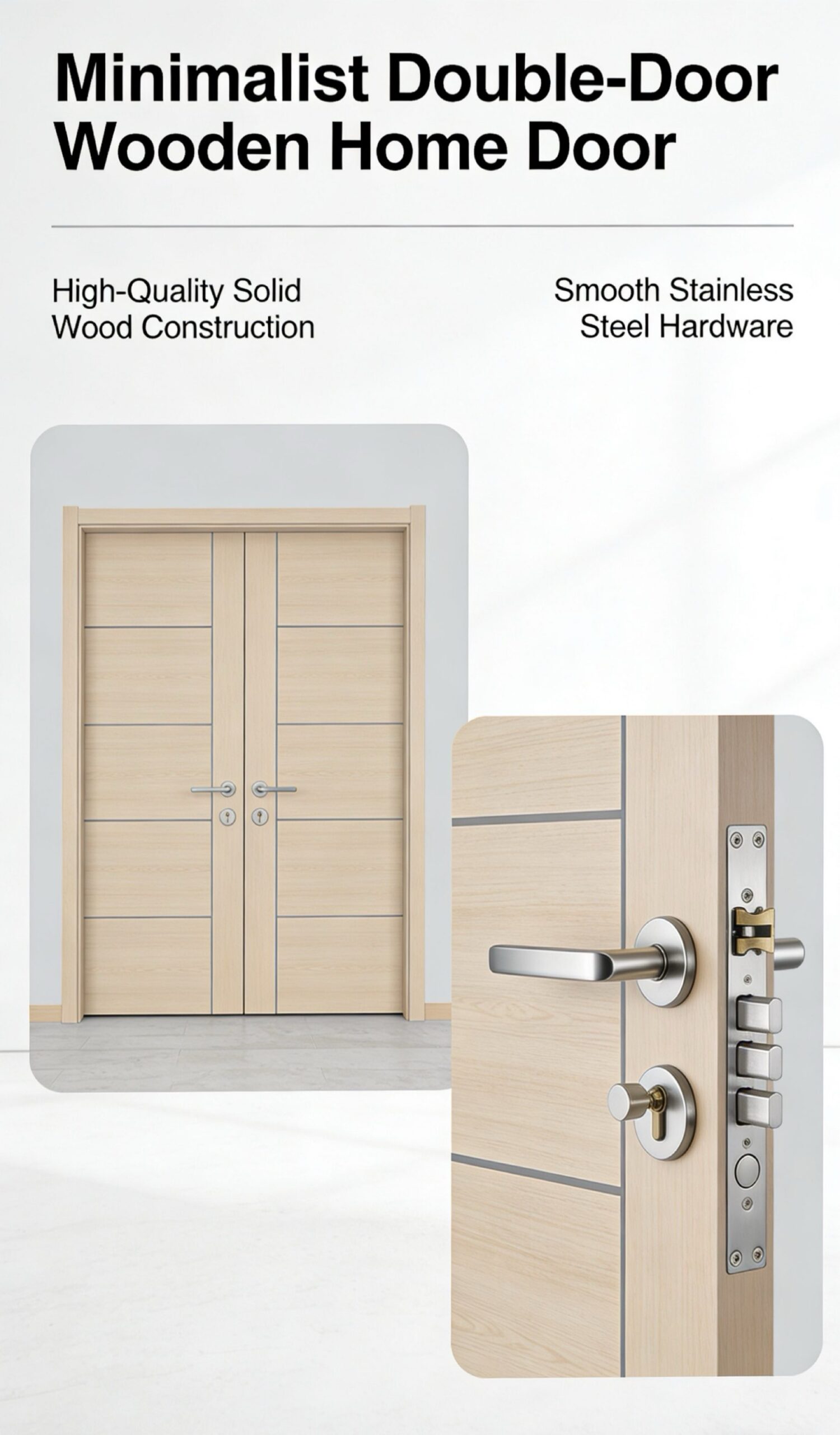 Minimalist Double-Door Wooden Home Door