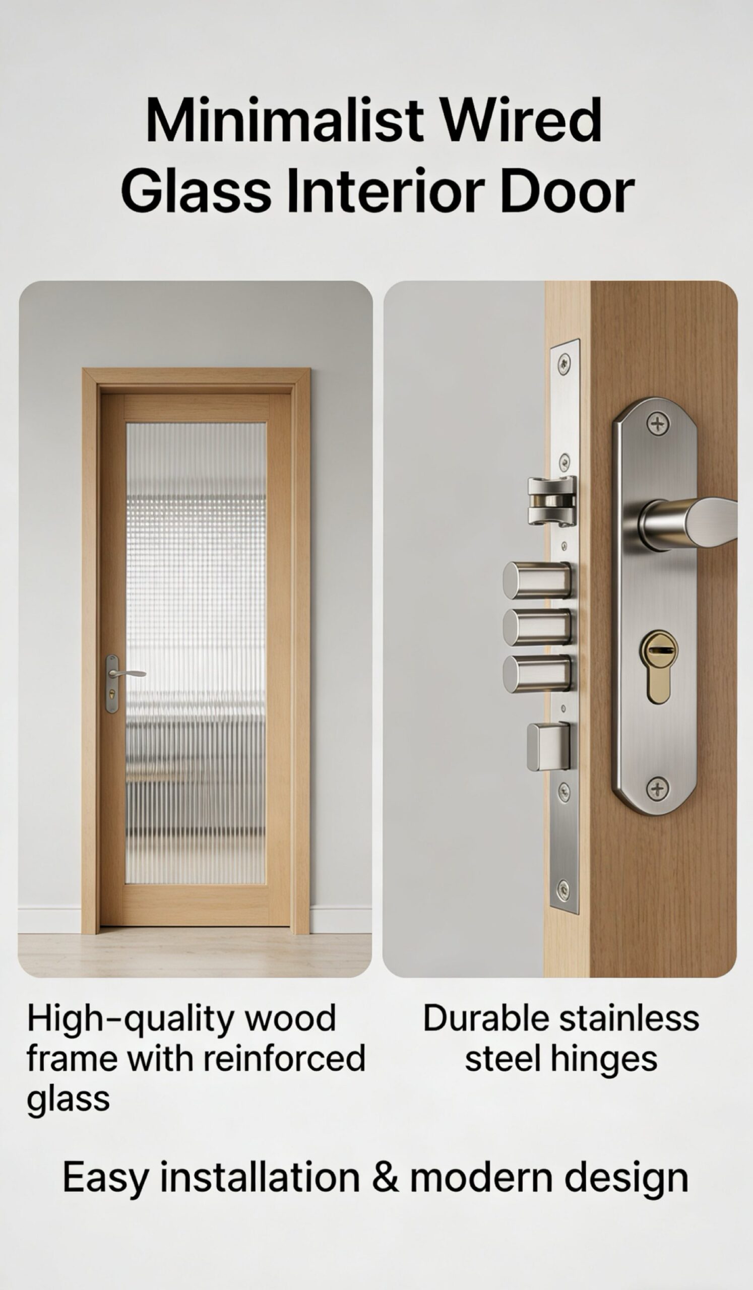 Minimalist Wired Glass Interior Door