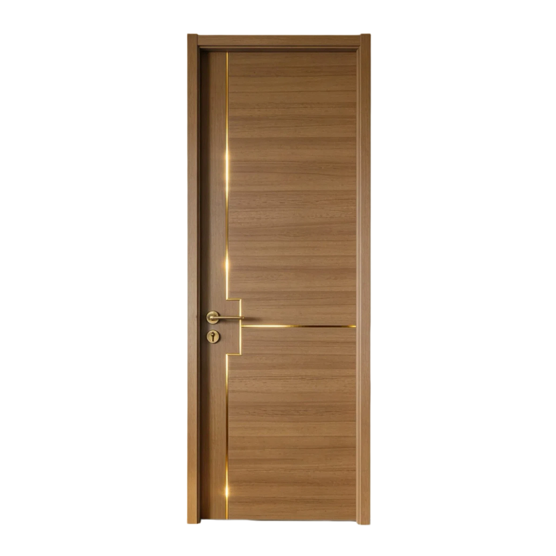 Luxury Gold Line Solid Wood Door - Premium Craftsmanship & Elegant Design